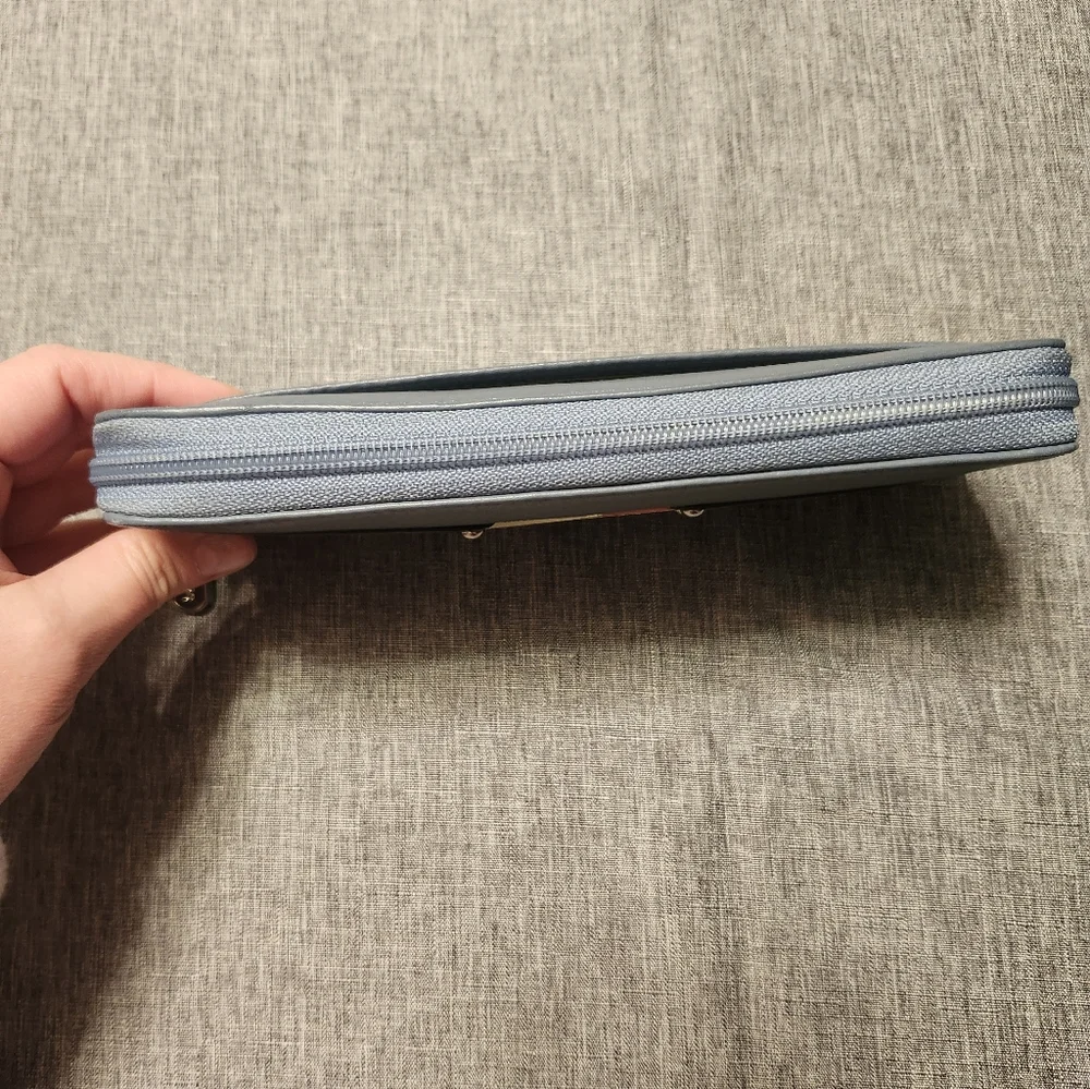 Michael Kors Large Continental Zip Wallet- Sky Blue W/Silver Accents - Picture 4 of 10